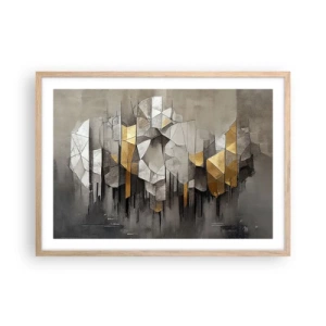 Poster in einem Rahmen aus heller Eiche - Komposition aus Eis und Licht - 70x50 cm