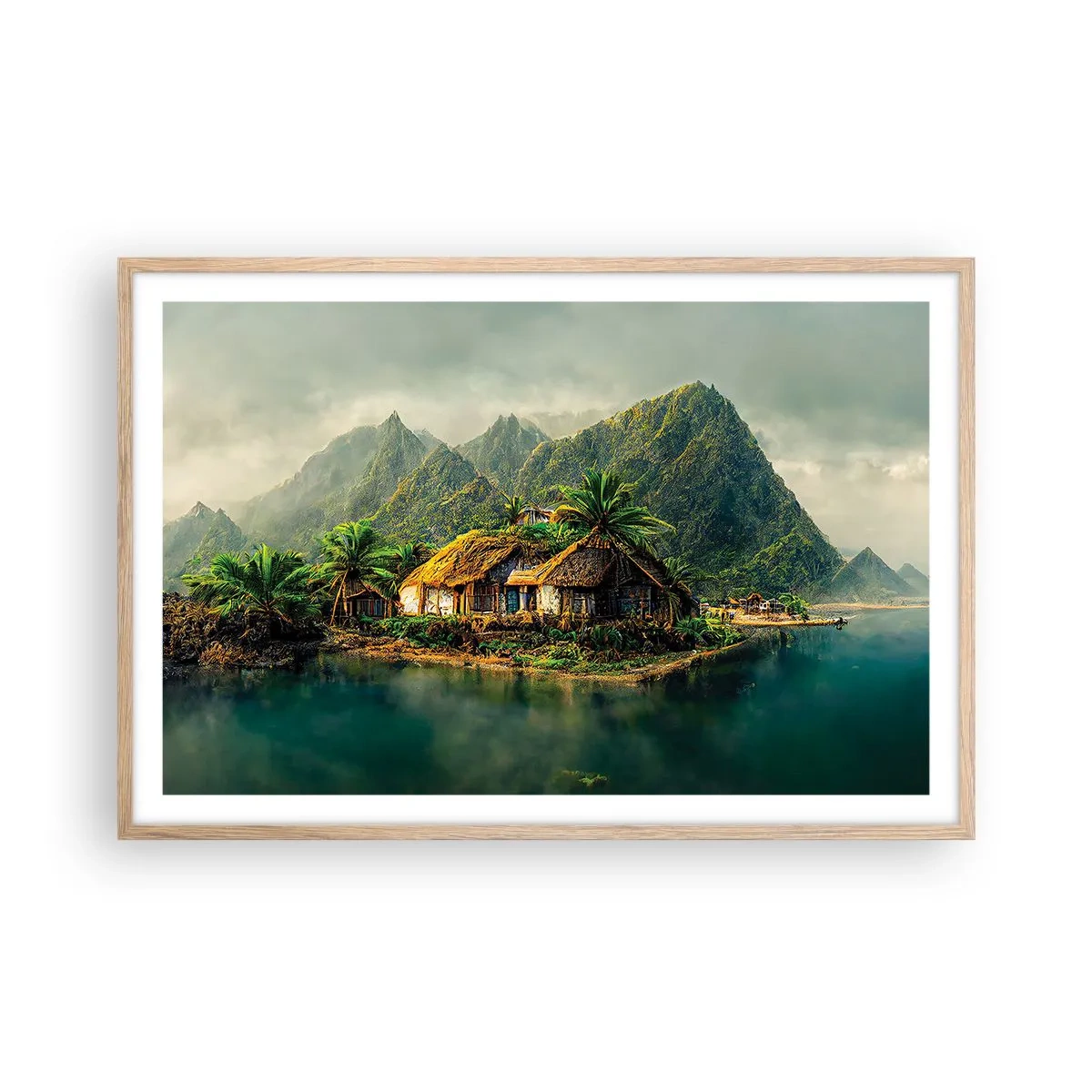 Poster in einem Rahmen aus heller Eiche - Tropisches Paradies - 91x61 cm