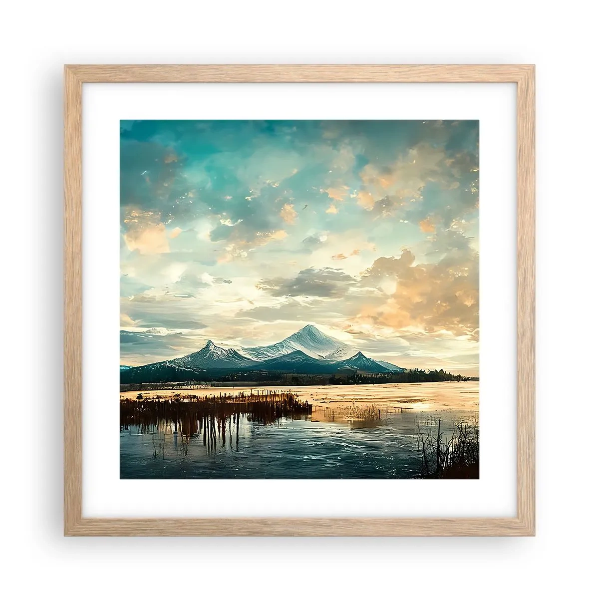 Poster in einem Rahmen aus heller Eiche - Unter dem Schutz des Himmels - 40x40 cm