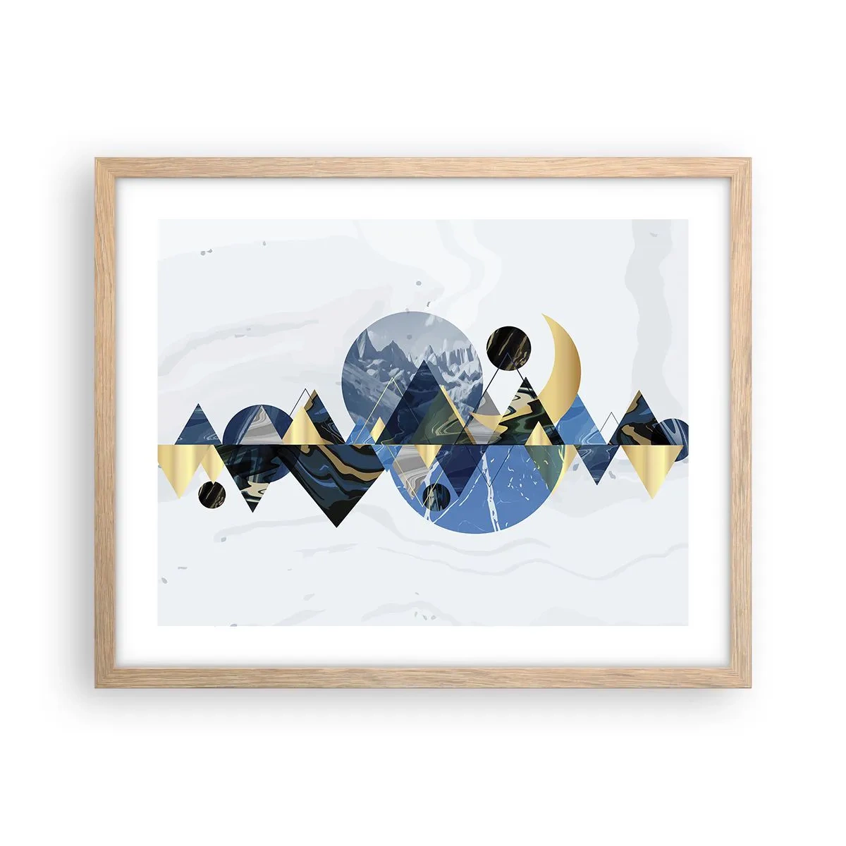 Poster in einem Rahmen aus heller Eiche - Geometrische Landschaft - 50x40 cm