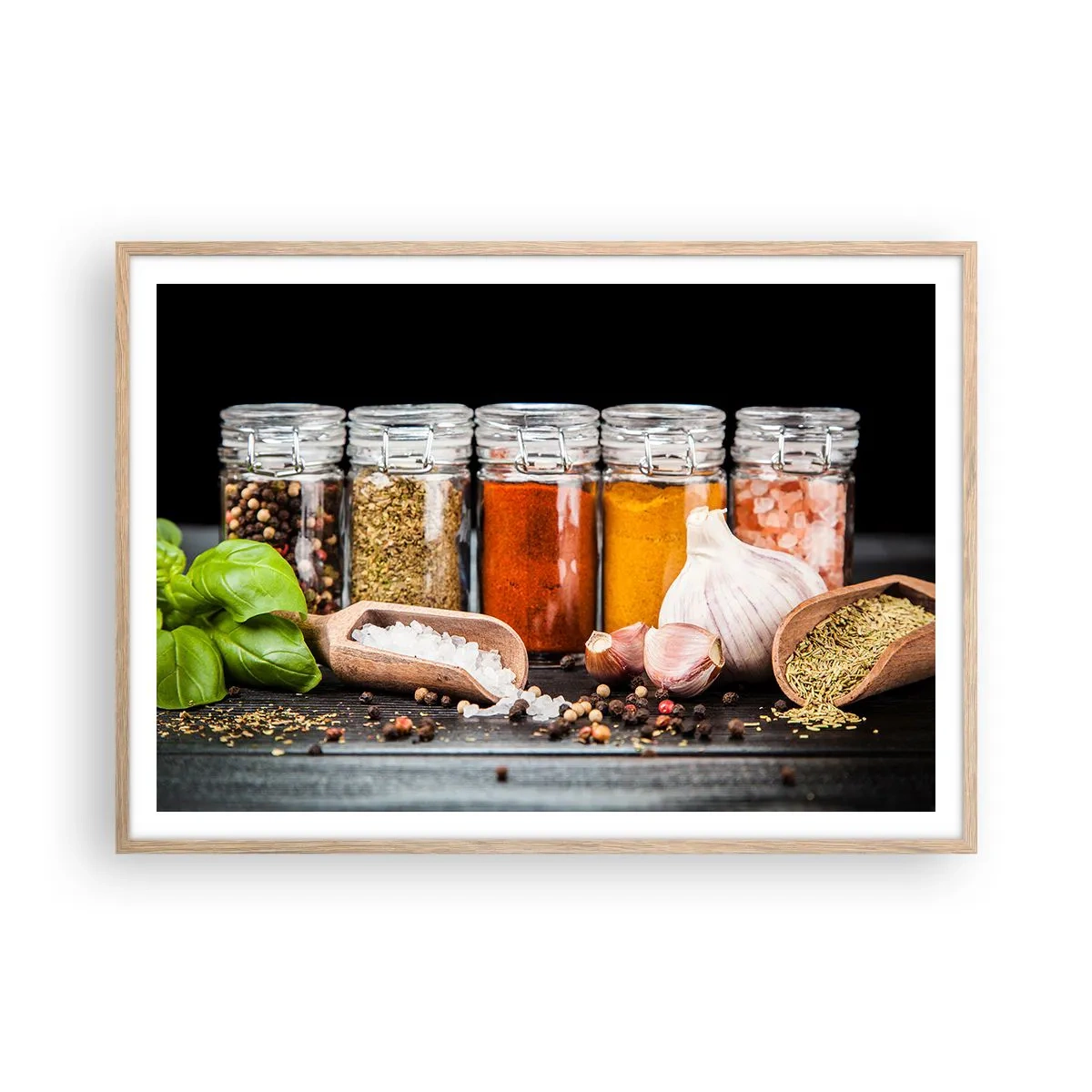 Poster in einem Rahmen aus heller Eiche - Für einen Geschmack des Lebens - 100x70 cm
