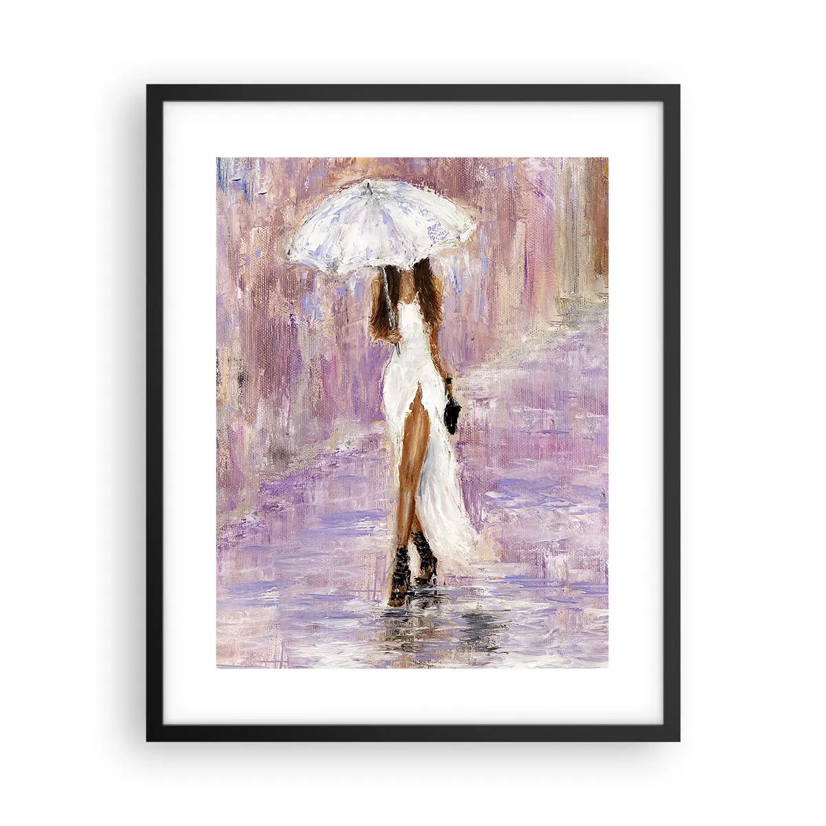 Poster in einem schwarzem Rahmen - Im lila Regen - 40x50 cm