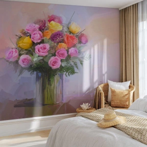 Selbstklebende Fototapete Deluxe Sticker - Festgehaltene Schönheit - Vase mit Blumen, Blumenstrauß, Stück - 100x70 cm