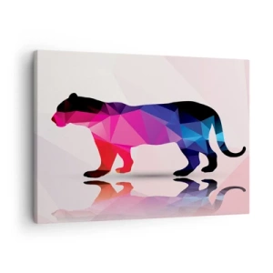 Bild auf Leinwand - Leinwandbild - Geometrische Panther-Silhouette in Rosa- und Blautönen - 70x50cm - Diment Panther - Moderne Wanddekoration für Wohnzimmer und Schlafzimmer ARTTOR