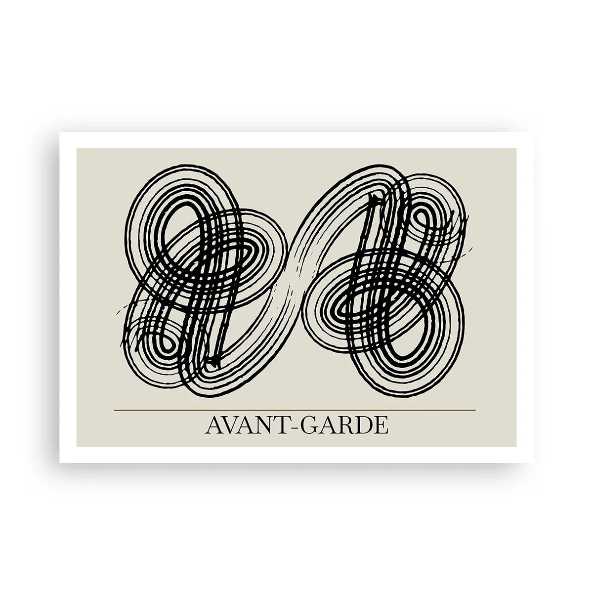 Poster - Abstrakte schwarze Linien auf hellem Hintergrund im Avantgarde-Stil. - 100x70cm - Es kam spontan heraus - Moderne Wanddekoration für Wohnzimmer und Schlafzimmer ARTTOR