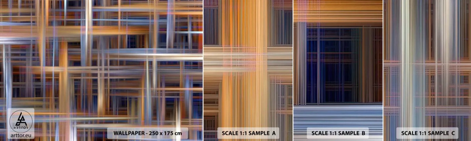 Fototapeten Muster Selbstklebend Deluxe Sticker - Aus Licht gewebt - Abstraktion, Stück, Grafik - 100x30 cm