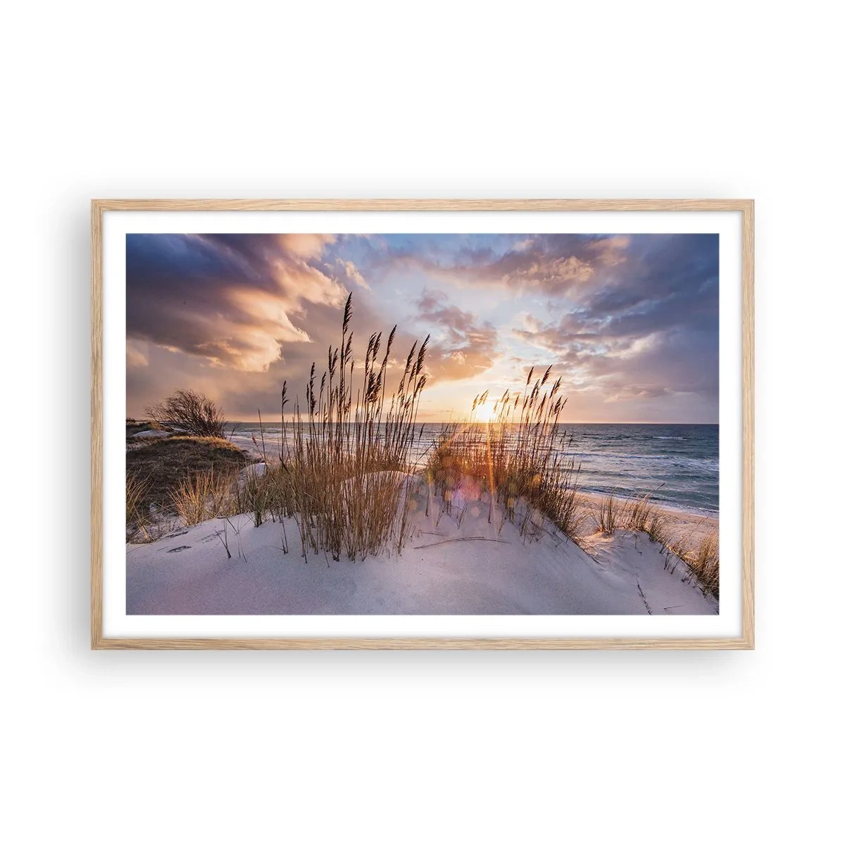 Poster in einem Rahmen aus heller Eiche - Abschied von Sonne und Wind - 91x61 cm