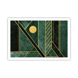 Poster - Dynamik von Gold und Azurblau - 91x61 cm