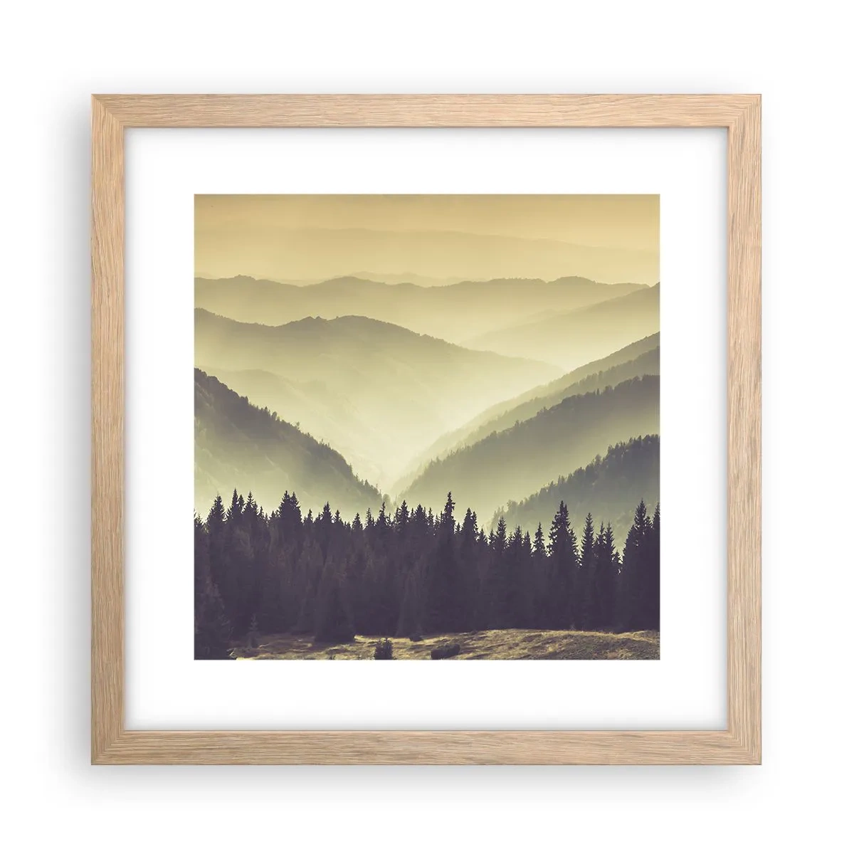 Poster in einem Rahmen aus heller Eiche - Hinter den sieben Bergen ... - 30x30 cm