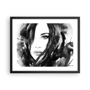 Poster in einem schwarzem Rahmen - Porträt einer Dame in Schwarzweiß - 50x40 cm
