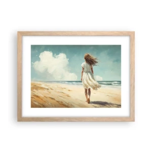 Poster in einem Rahmen aus heller Eiche - Der Sonne und dem Wind begegnen - 40x30 cm