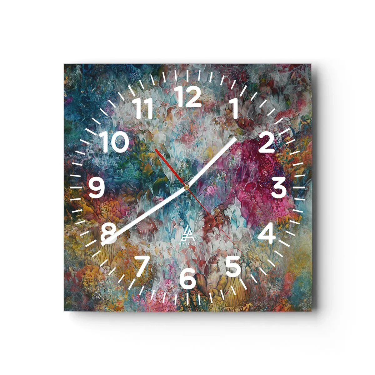 Wanduhr - Glasuhr - In voller Blüte - 30x30 cm