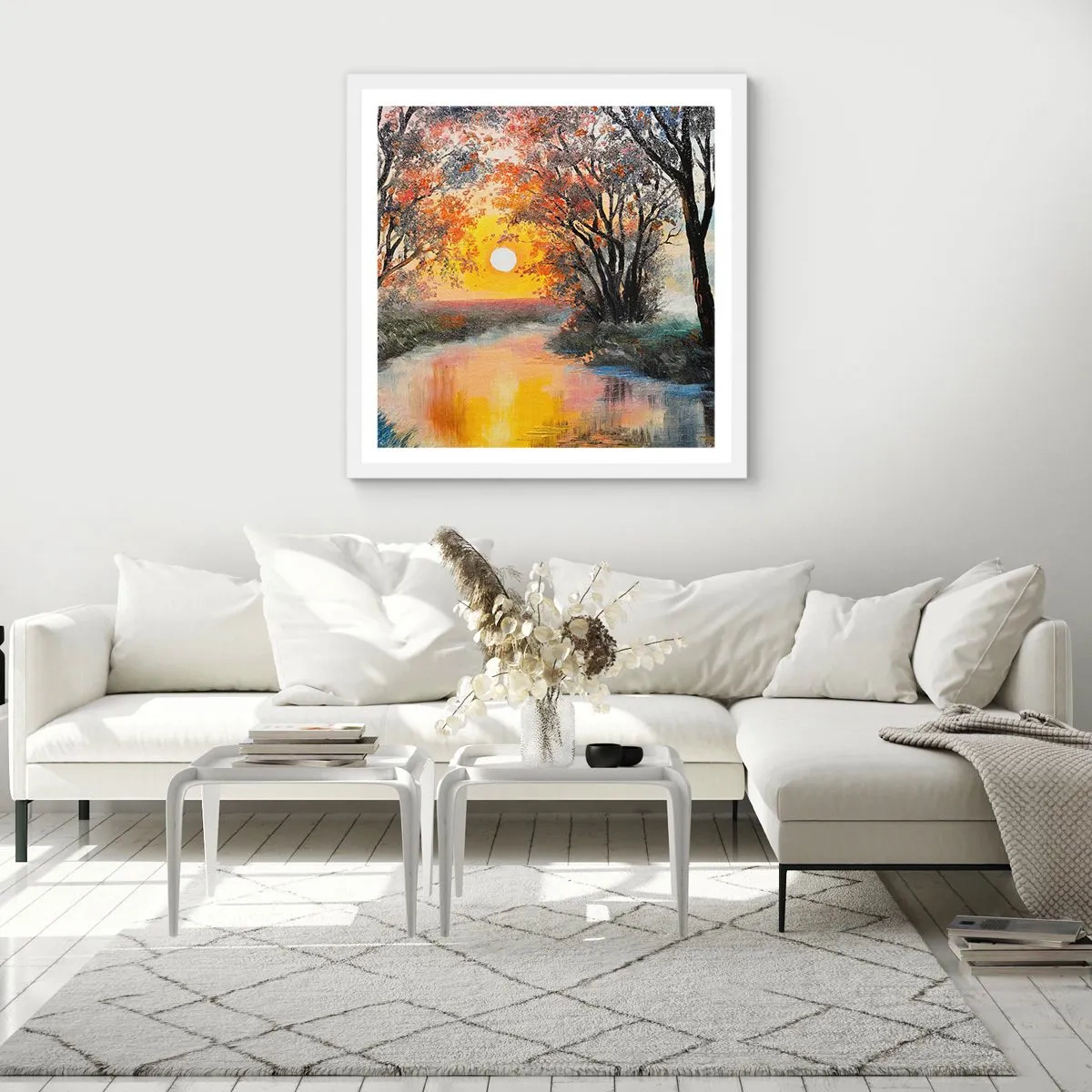Poster in einem weißen Rahmen - Herbststimmung - 50x50 cm
