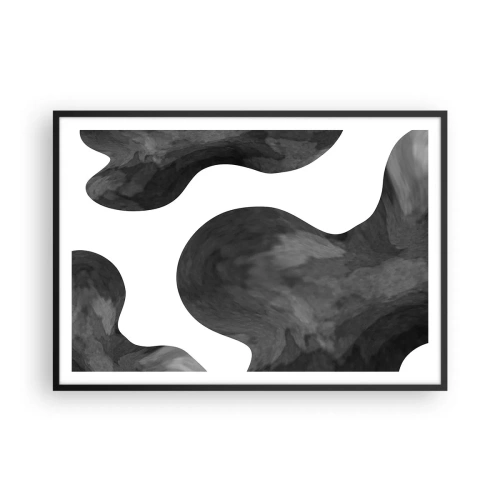 Poster in einem schwarzem Rahmen - Abstraktes Muster in Grau- und Weißtönen - 100x70cm - Milchstraße - Moderne Wanddekoration für Wohnzimmer und Schlafzimmer ARTTOR