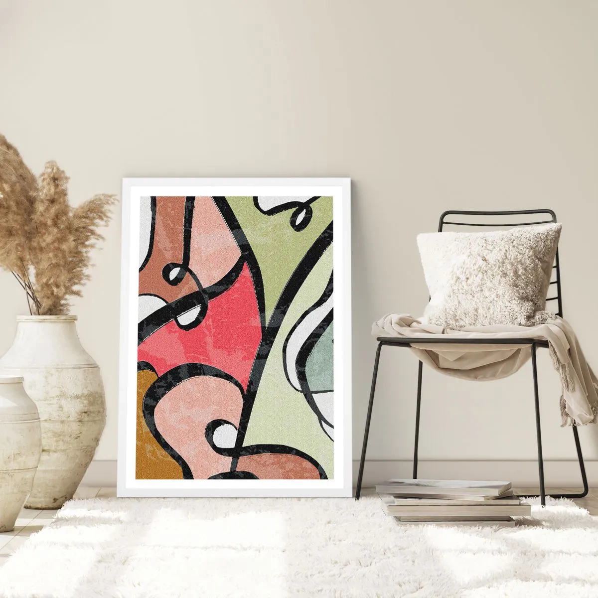 Poster in einem weißen Rahmen - Pirouetten unter Farben - 70x100 cm