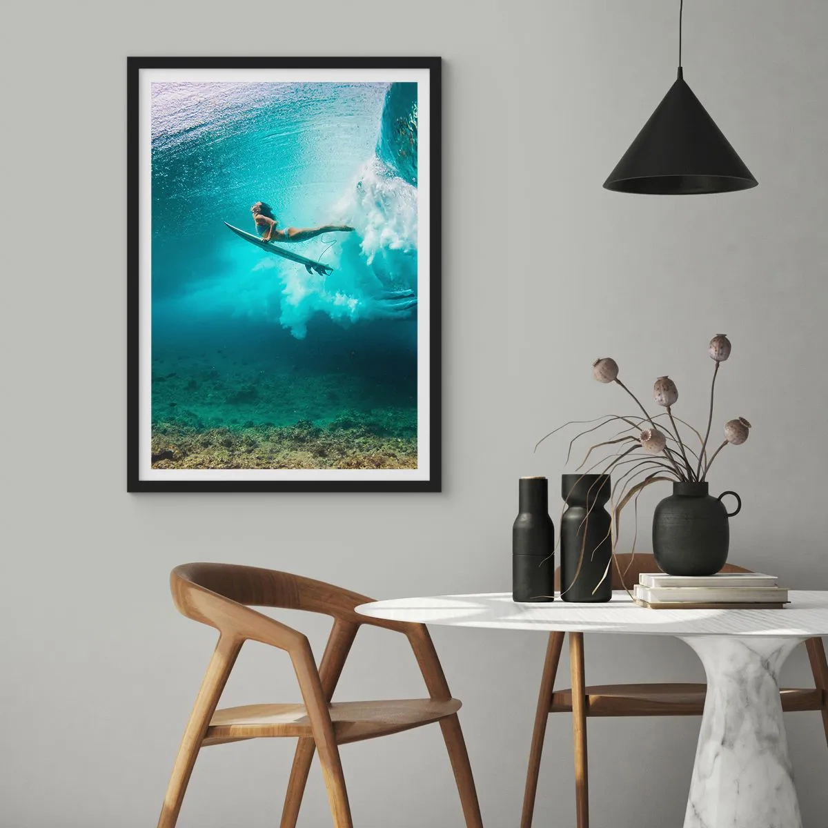 Poster in einem schwarzem Rahmen - Unterwasserwelt - 30x40 cm