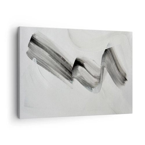 Bild auf Leinwand - Leinwandbild - Abstrakter schwarz-weißer Pinselstrich auf hellem Hintergrund - 70x50cm - Lässig zum Spaß - Moderne Wanddekoration für Wohnzimmer und Schlafzimmer ARTTOR