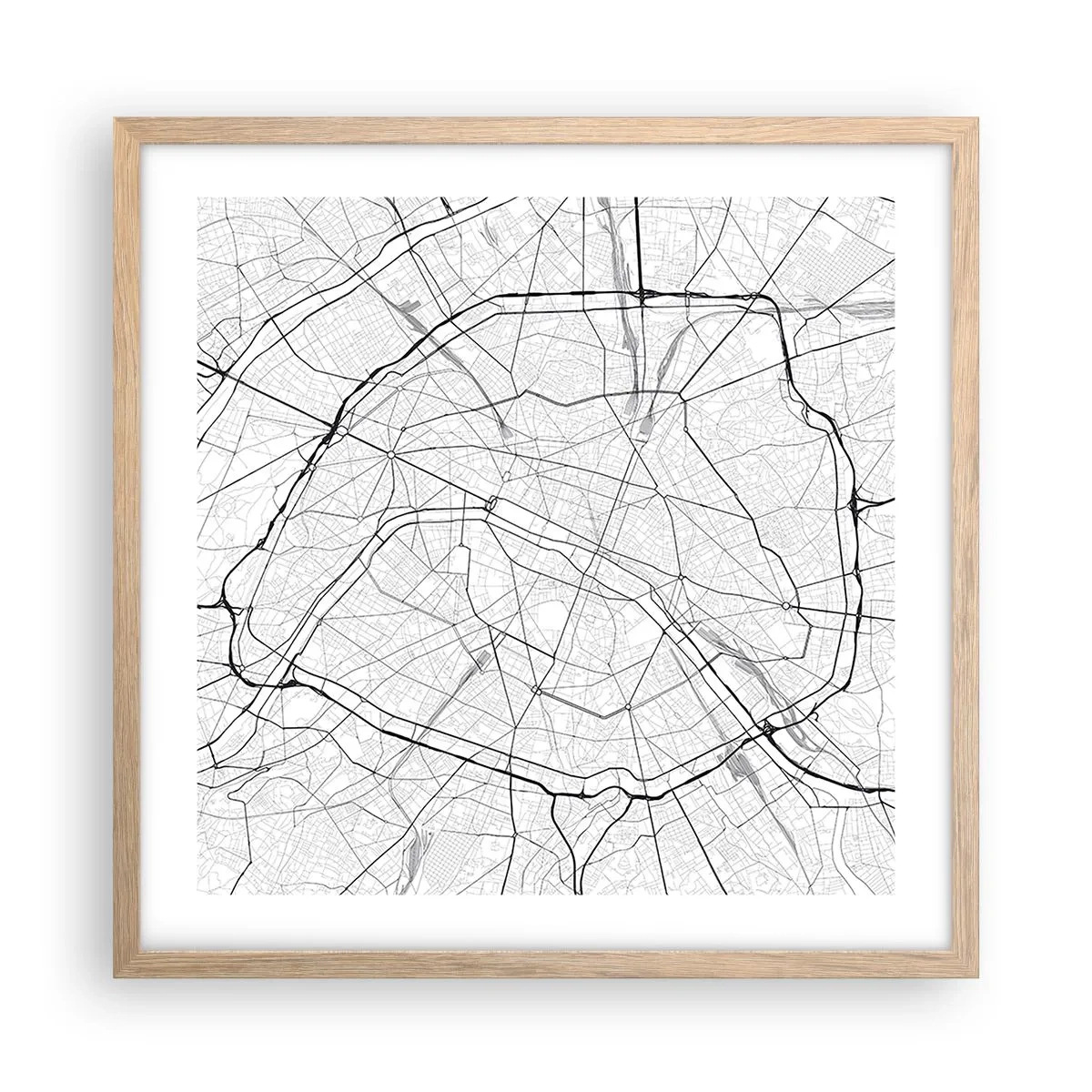 Poster in einem Rahmen aus heller Eiche - Pariser Blume - 50x50 cm