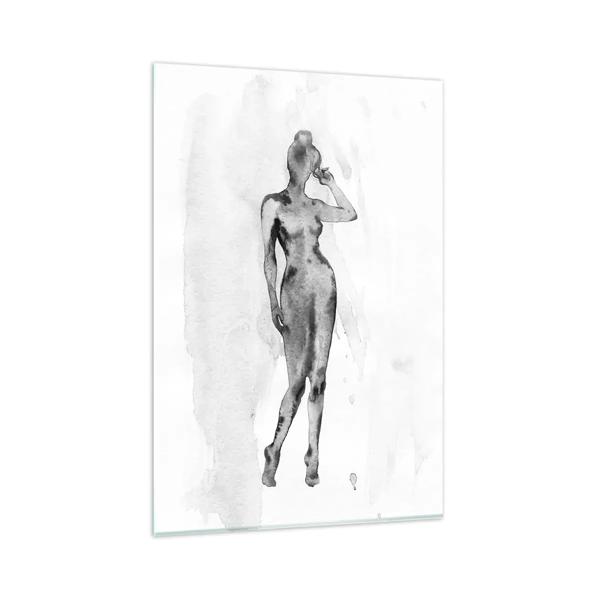 Glasbild - Bild auf glas - Skizze einer Frauensilhouette in Grautönen - 80x120cm - Eine Studie über das Ideal der Weiblichkeit - Moderne Wanddekoration für Wohnzimmer und Schlafzimmer ARTTOR
