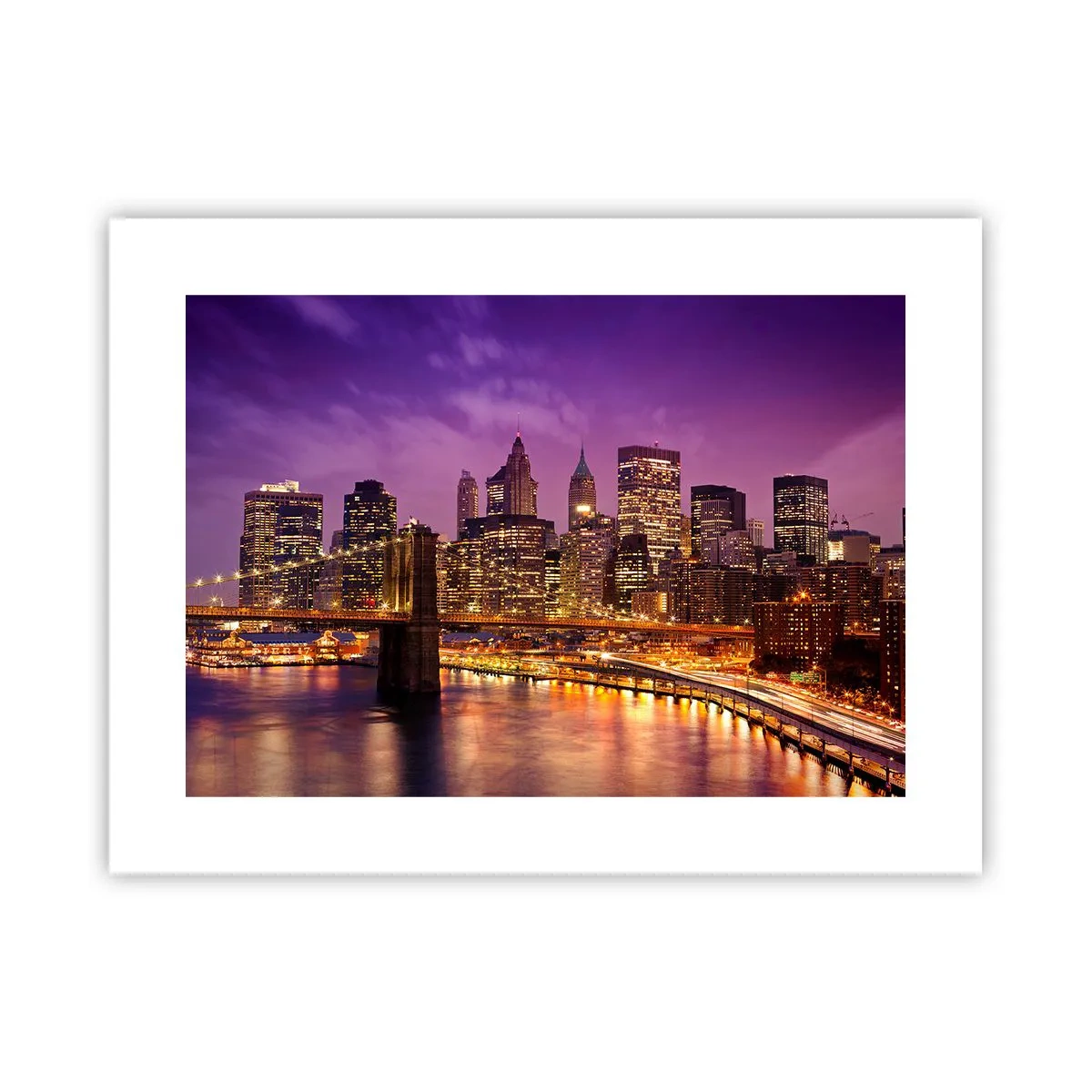Poster - Violett-goldenes Manhathann - 40x30 cm