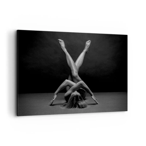 Bild auf Leinwand - Leinwandbild - Eine künstlerische Interpretation einer Frau in Schwarzweiß - 100x70cm - Die Geometrie der Nacktheit - Moderne Wanddekoration für Wohnzimmer und Schlafzimmer ARTTOR