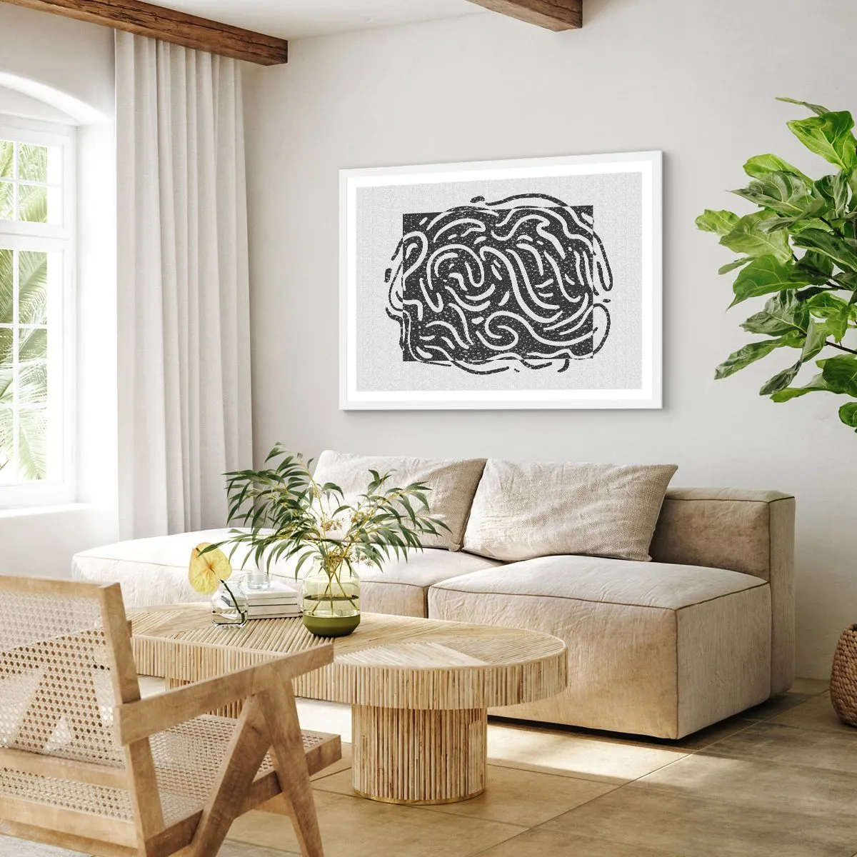 Poster in einem weißen Rahmen - Abstraktion: Freudentanz - 40x30 cm