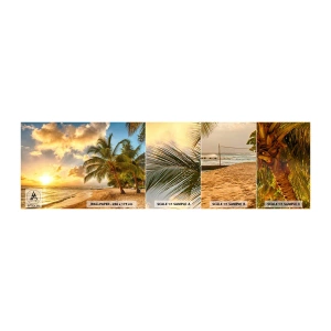 Fototapeten Muster Selbstklebend Deluxe Sticker - Ewiger Sommer, immer Urlaub - Landschaft, Strand, Kokusnuss-Palme - 100x30 cm