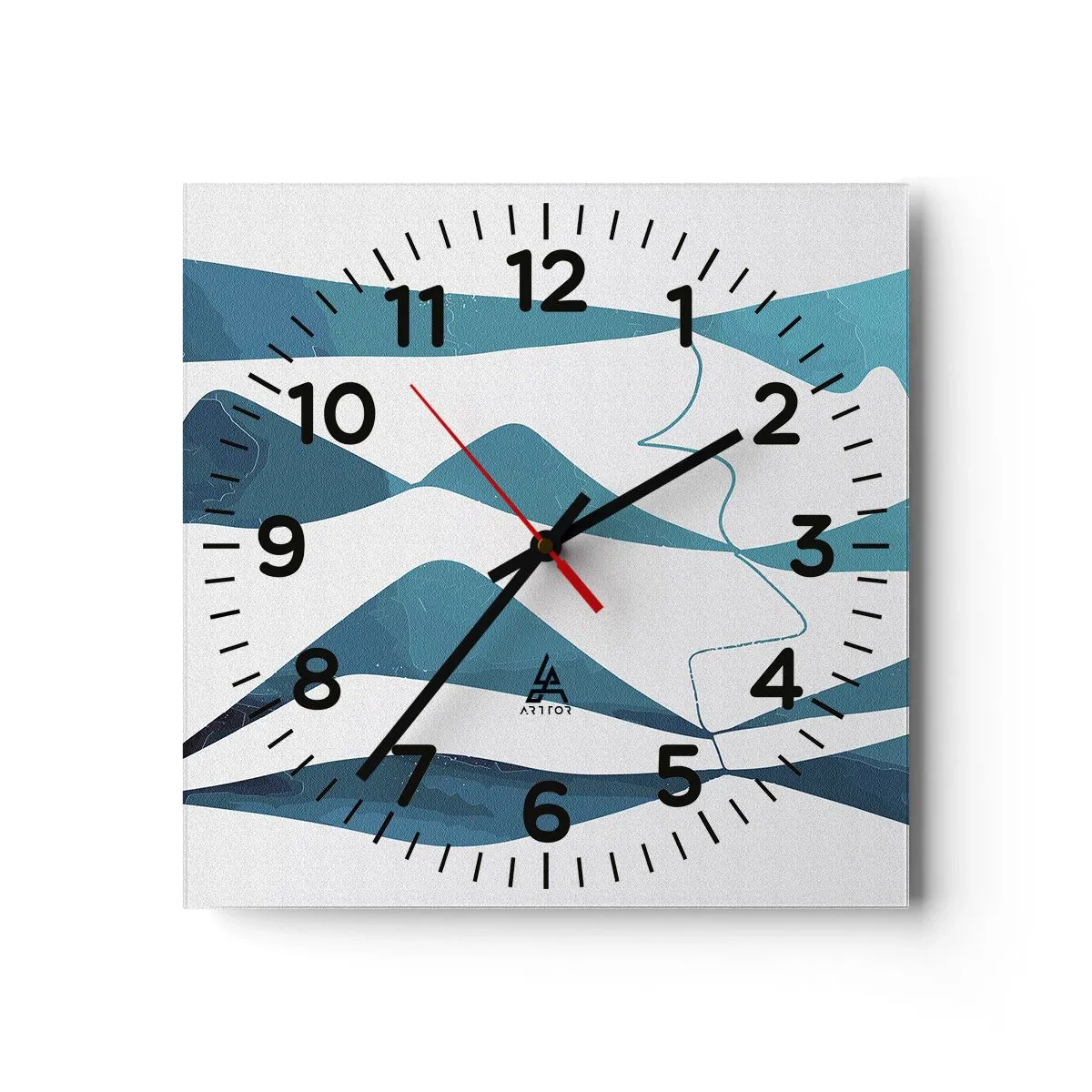 Wanduhr - Glasuhr - Abstraktion: türkisfarbene Verbindung - 40x40 cm