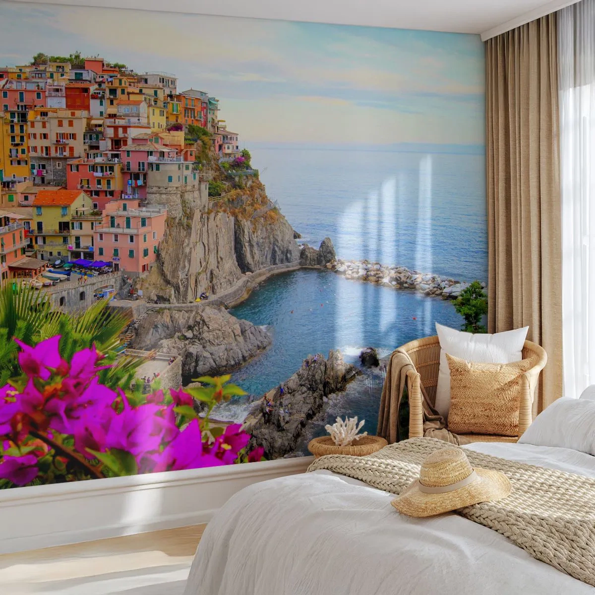 Fototapete Premium Canvas - Lachende Stadt - Landschaft, Manarol, Italien - 250x175 cm