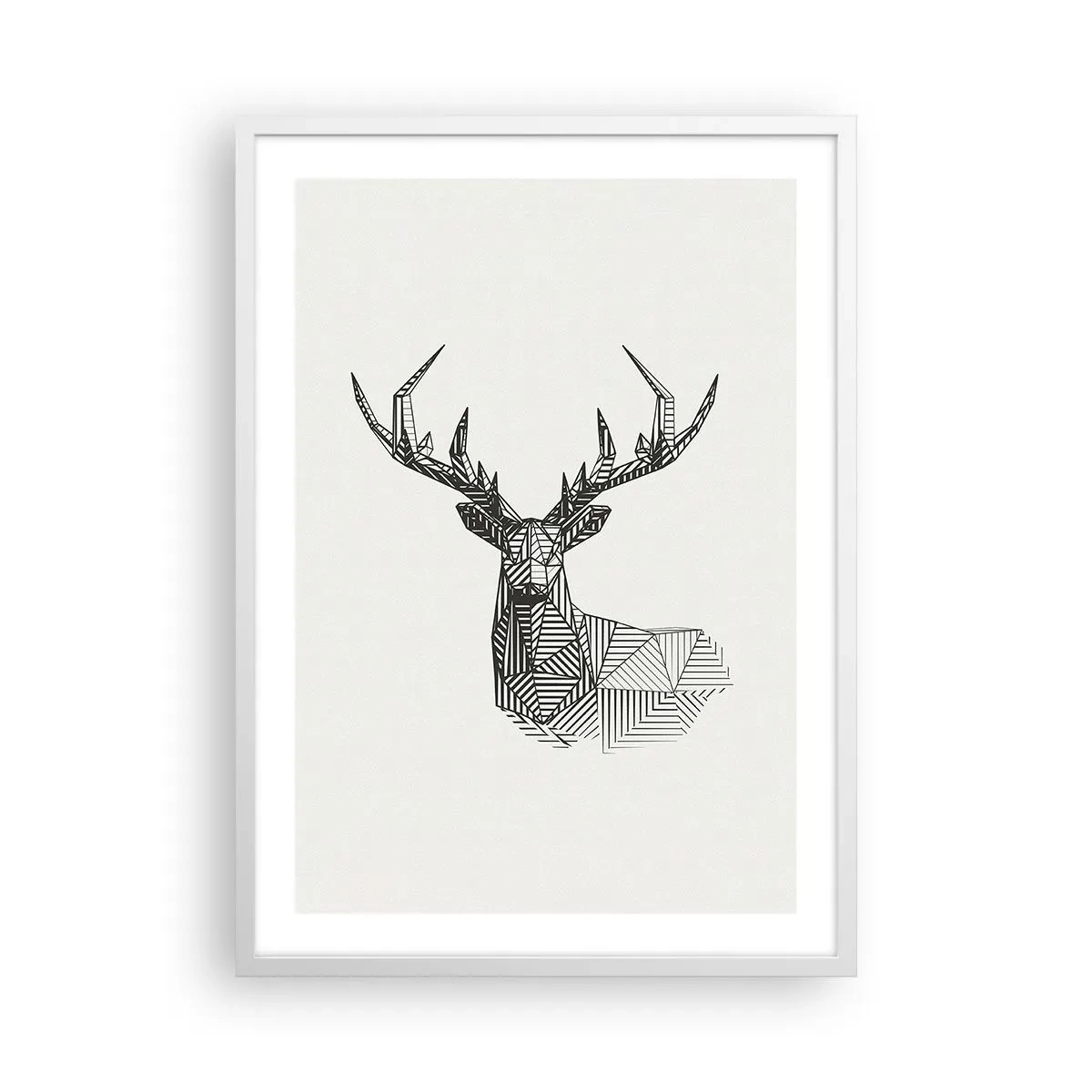 Poster in einem weißen Rahmen - Ein Hirsch im kubistischen Stil - 50x70 cm