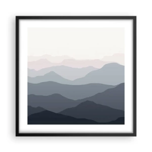 Poster in einem schwarzem Rahmen - Wellen der Berge - 50x50 cm