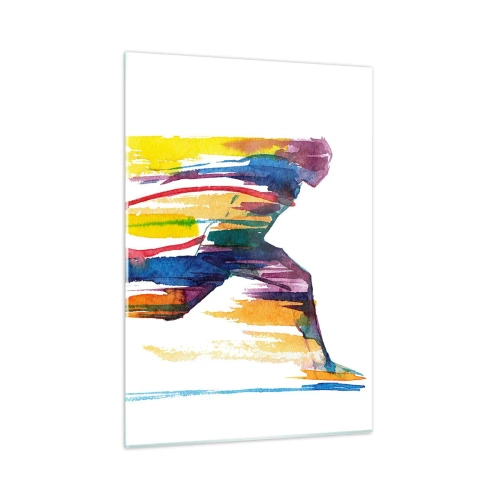 Glasbild - Bild auf glas - Abstrakte Silhouette eines Läufers in dynamischen Farben - 50x70cm - Über den Regenbogen laufen - Moderne Wanddekoration für Wohnzimmer und Schlafzimmer ARTTOR