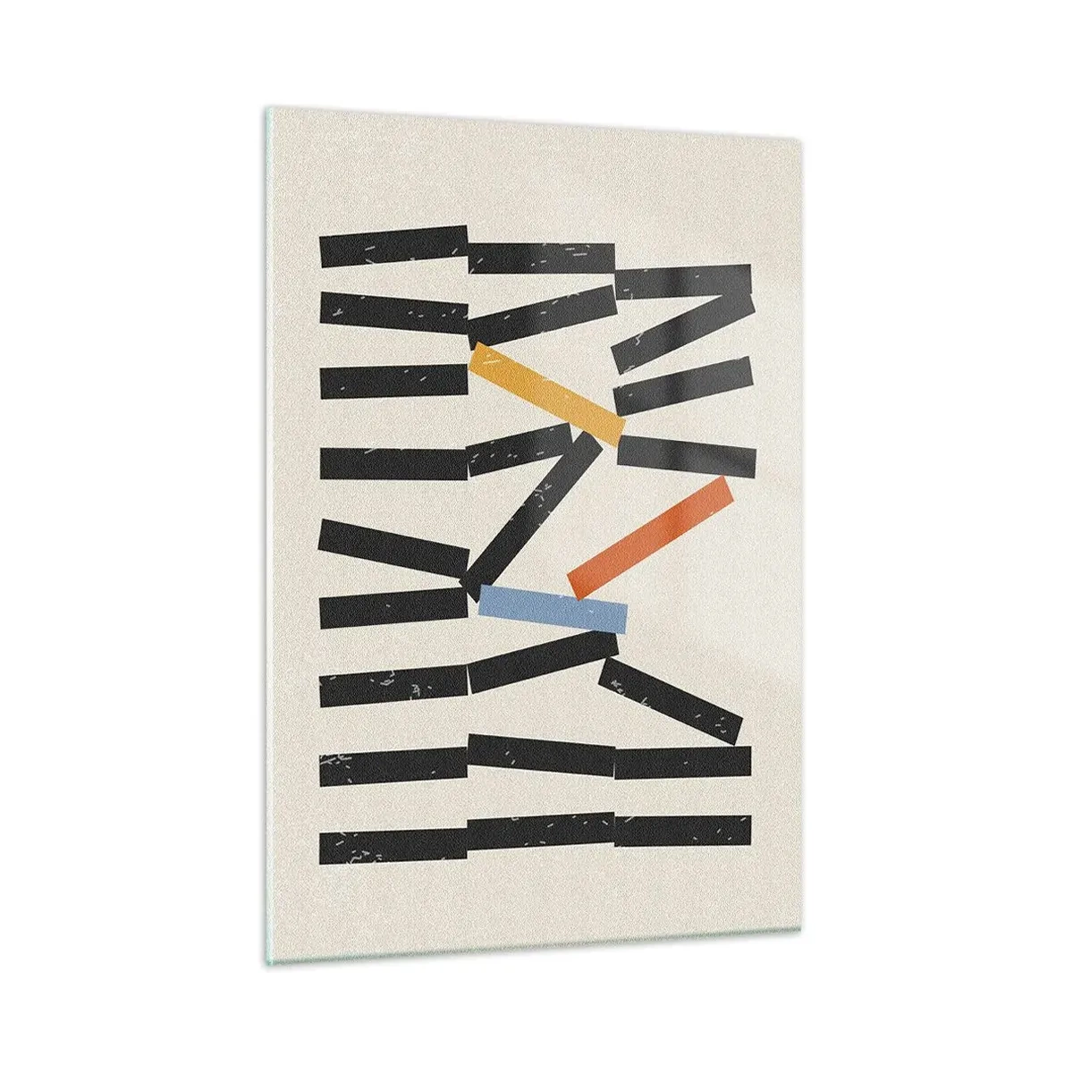 Glasbild - Bild auf glas - Eine grafische Komposition im Stil von Dominosteinen mit Farbakzenten. - 50x70cm - Domino – Komposition - Moderne Wanddekoration für Wohnzimmer und Schlafzimmer ARTTOR