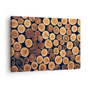 Bild auf Leinwand - Leinwandbild - Muster aus Querschnitten von Holzstämmen - 70x50cm - Wie alt sehe ich aus? - Moderne Wanddekoration für Wohnzimmer und Schlafzimmer ARTTOR