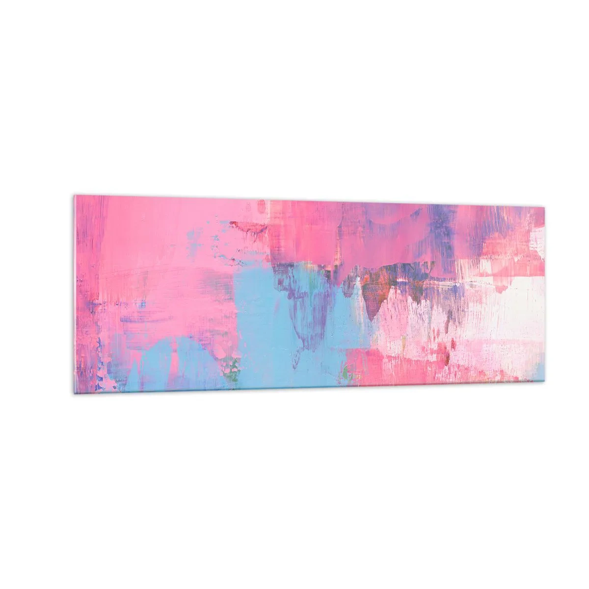 Glasbild - Bild auf glas - Abstrakte Komposition in Pink und Blau - 140x50cm - Rosa, Blau und eine Prise Licht - Moderne Wanddekoration für Wohnzimmer und Schlafzimmer ARTTOR