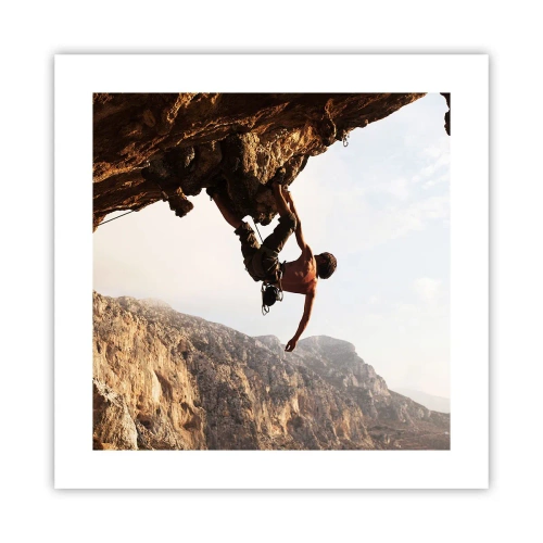 Poster - Die Welt ist in einer Hand auf einem Felsblock geschrumpft - 40x40 cm