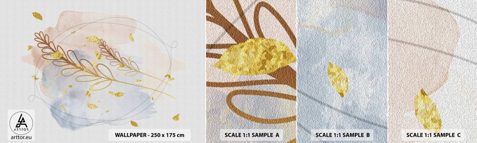 Fototapeten Muster Selbstklebend Deluxe Sticker - Goldenr Hauch - Hell, Minimalistisch, Modern - 100x30 cm