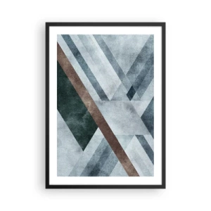 Poster in einem schwarzem Rahmen - Geometrische Komposition in Blau- und Brauntönen - 50x70cm - Anspruchsvolle Eleganz der Geometrie - Moderne Wanddekoration für Wohnzimmer und Schlafzimmer ARTTOR