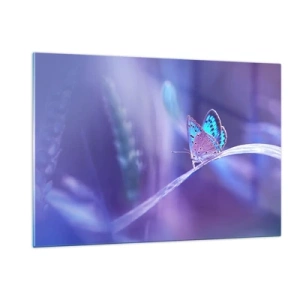 Glasbild - Bild auf glas - Schmetterling vor violettem Lichthintergrund - 120x80cm - Ein Juwel der Natur - Moderne Wanddekoration für Wohnzimmer und Schlafzimmer ARTTOR