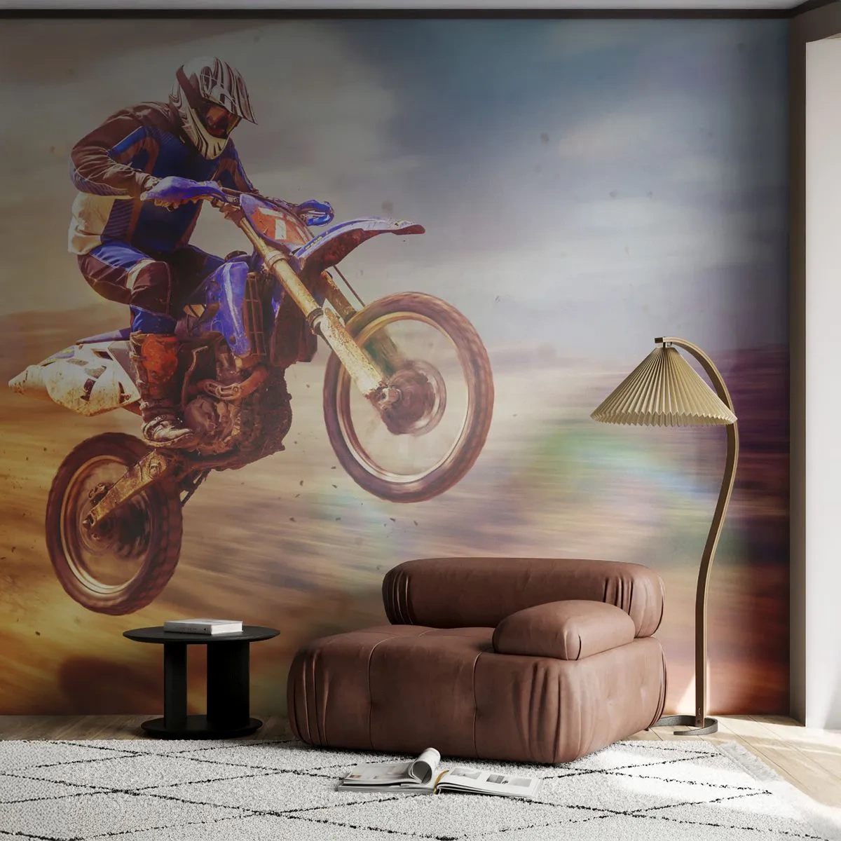 Fototapete Premium Canvas - Motorradschwindel - Moto-Cross, Sport, Motorradfahrer - 250x175 cm