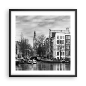 Poster in einem schwarzem Rahmen - Amsterdamer Atmosphäre - 50x50 cm