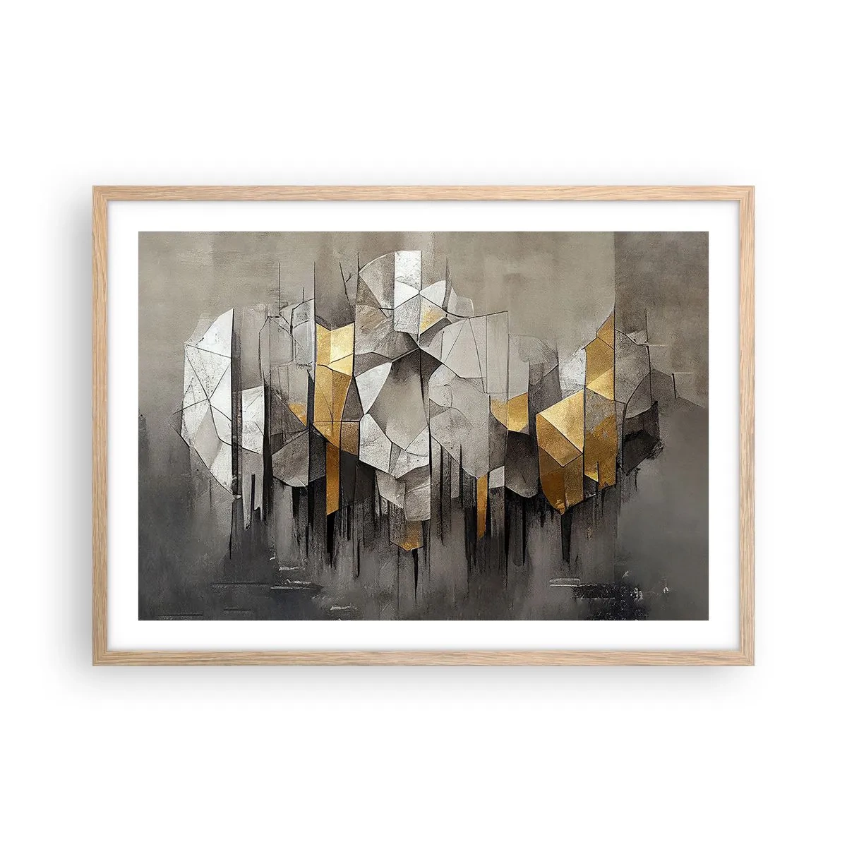 Poster in einem Rahmen aus heller Eiche - Komposition aus Eis und Licht - 70x50 cm