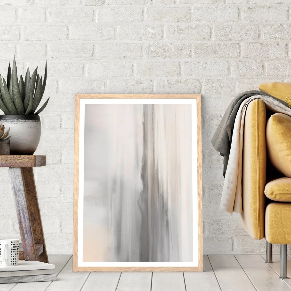 Poster in einem Rahmen aus heller Eiche - Nachdenkliche Distanz - 40x50 cm