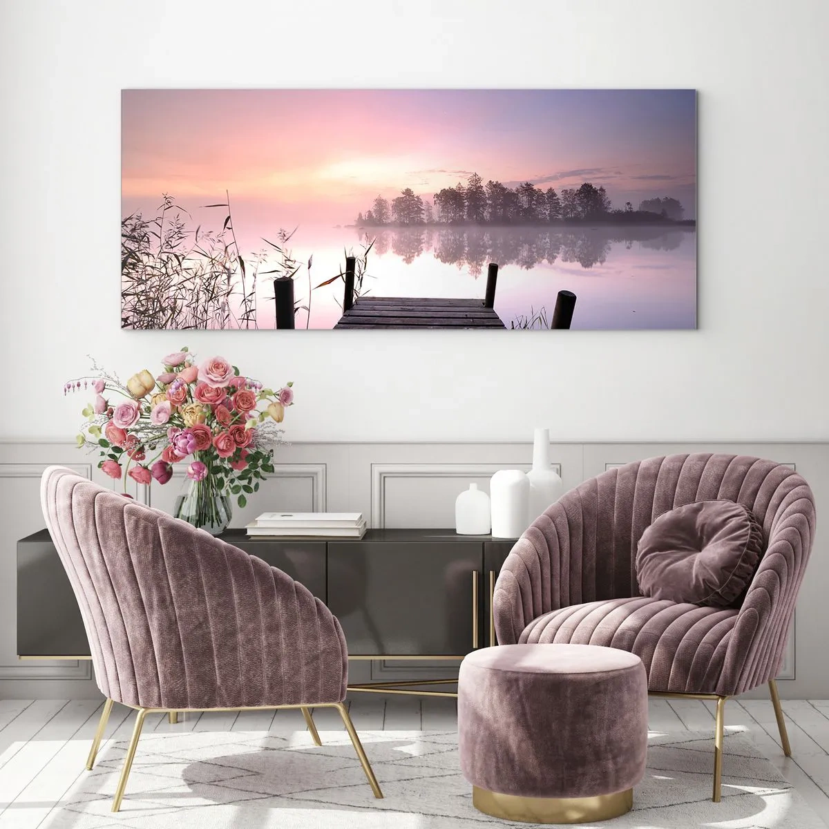 Glasbild - Bild auf glas - Aus dem lila Nebel ... - 100x40 cm