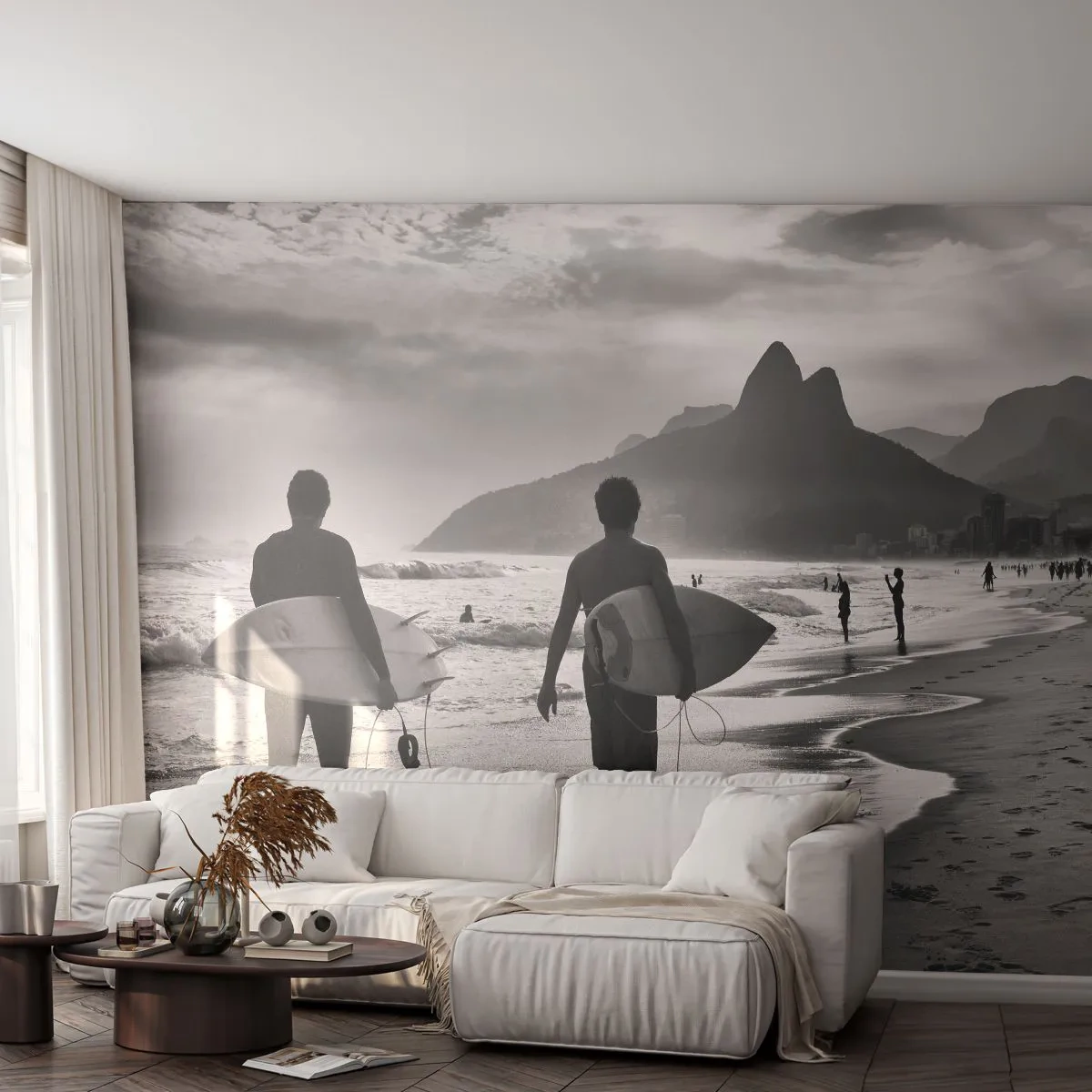 Selbstklebende Fototapete Deluxe Sticker - Single-Wave-Samba - Surfer, Brasilien, Meer - 350x256 cm