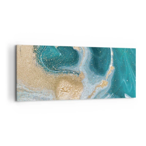 Bild auf Leinwand - Leinwandbild - Ein Strudel aus Gold und Türkis - 100x40 cm
