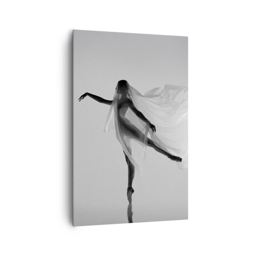 Bild auf Leinwand - Leinwandbild - Eine Tänzerin in ätherischer Pose mit fließendem Stoff - 80x120cm - Leichtigkeit und Anmut - Moderne Wanddekoration für Wohnzimmer und Schlafzimmer ARTTOR