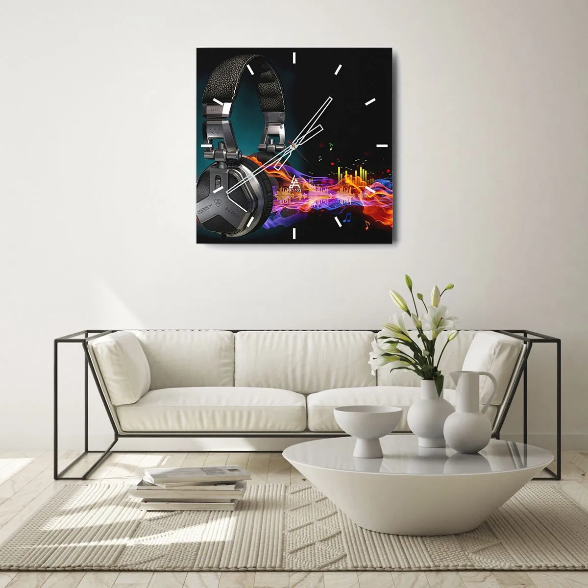 Wanduhr - Glasuhr - Feuer der Musik - 30x30 cm