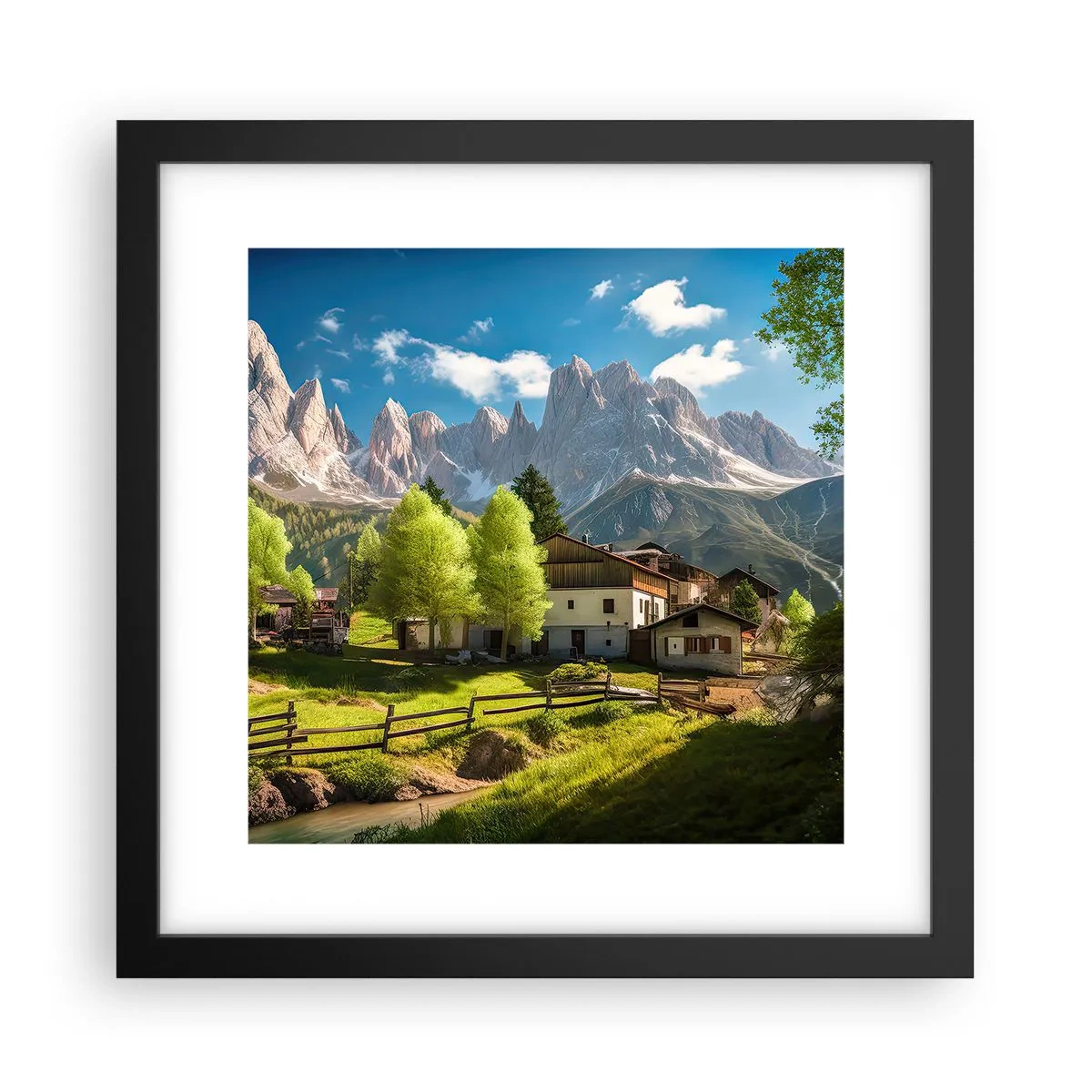 Poster in einem schwarzem Rahmen - Alpenidylle - 30x30 cm