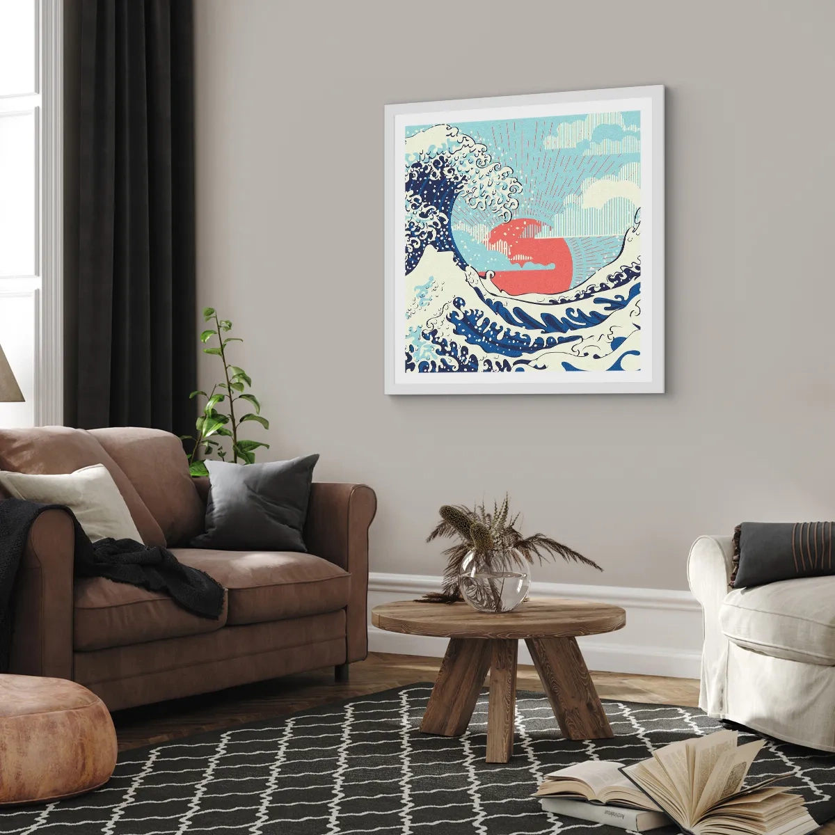 Poster in einem weißen Rahmen - Von japanischer Inspiration - 60x60 cm